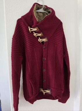 Black Pharaoh Toggle-Front Chunky Sweater Sz 3XL